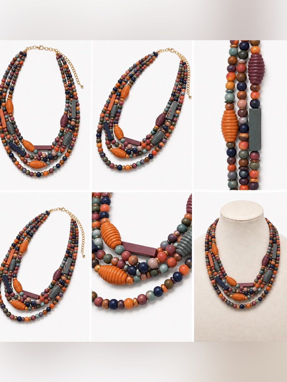Multicolor Beaded Layered Statement Necklace - Women Jewelry